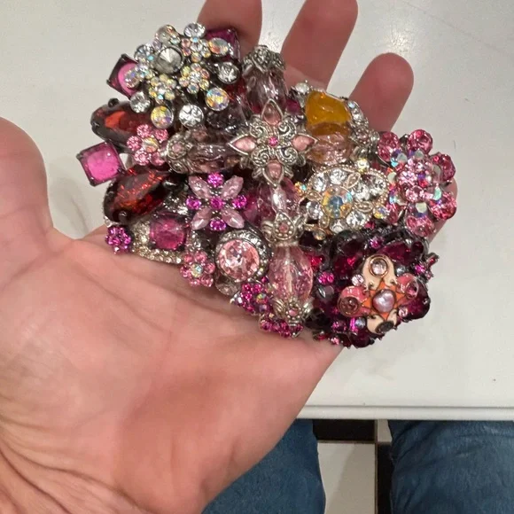 Vintage Vibrant Pink and Silver Rhinestone Bling Belt Buckle - Picture 6 of 8